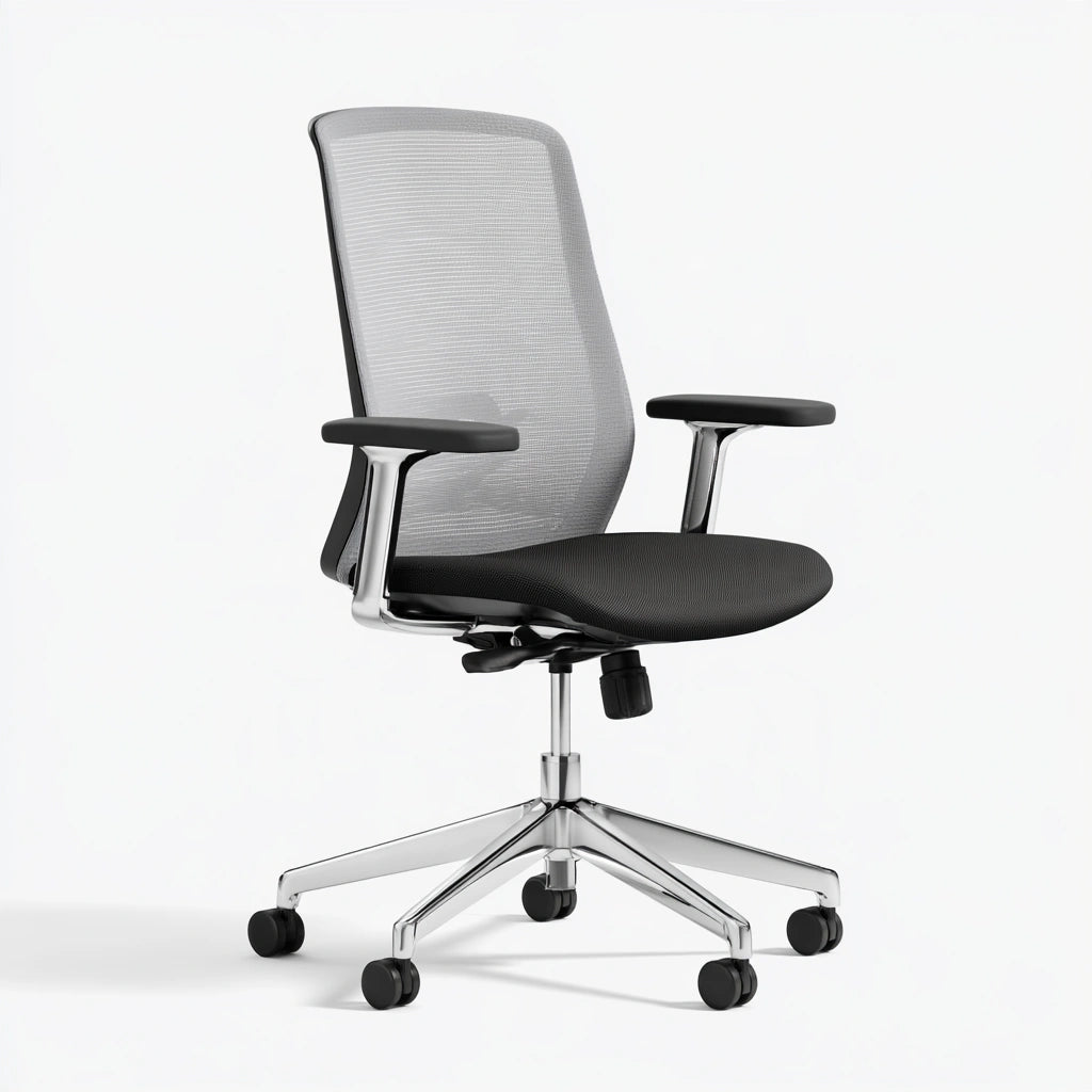 Sedia da ufficio in rete traspirante, colore grigio